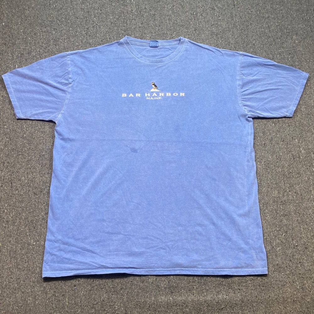 Blue 84 Bar Harbor Maine TShirt Sz 2XL Mens Blue Puffin Embroidered Souvenir Tee
